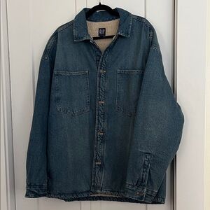GAP Men's Classic Blue Shirt Jacket Sherpa lined